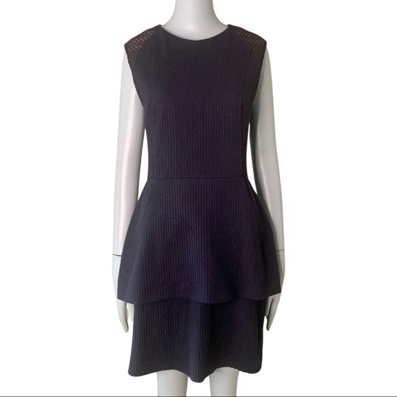 O’2ND Peplum Embroidered Sheer Sleeveless Blue Dress Size 8 - Picture 3 of 15